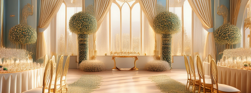 Luxury royal wedding setup in Udaipur with floral domes and palace backdrop